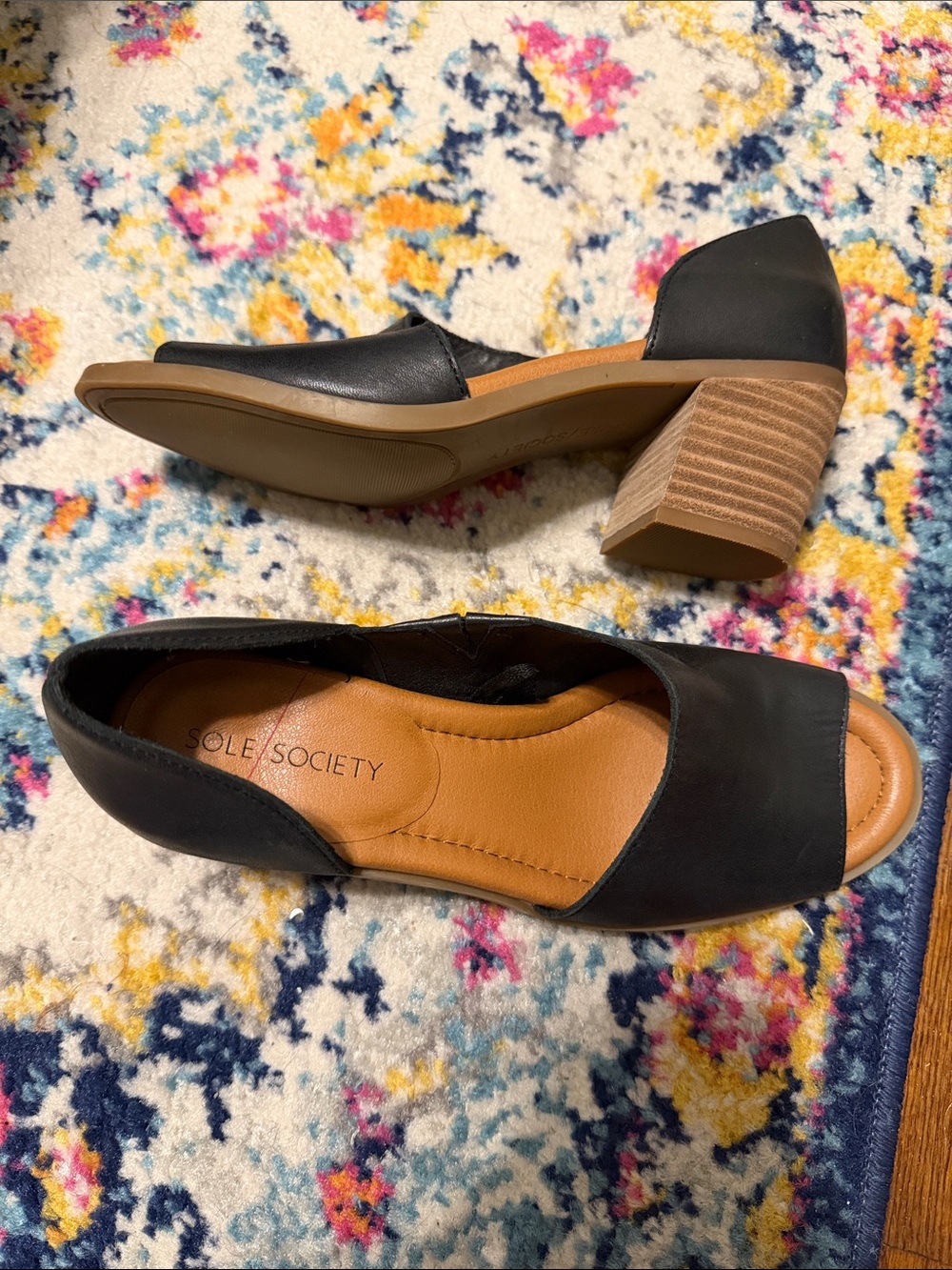 Sole Society Black Peep-Toe Block Heel Sandals NWOT
